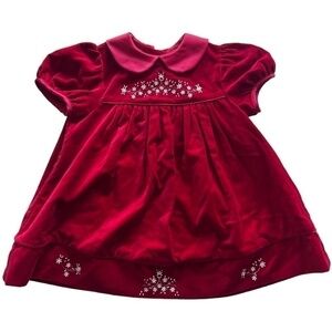 Bonnie Baby Infant Girls Red Velvet Dress Size 24M